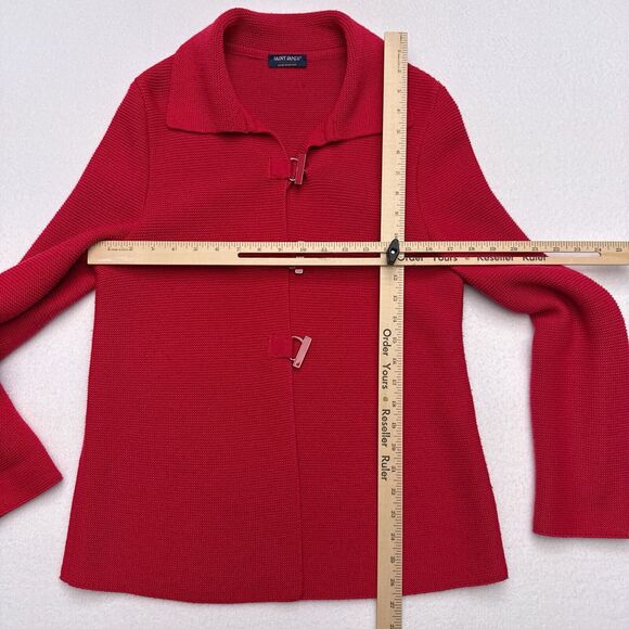 Saint James Sweater Womens Size 6 Red Buckle Wool Blend Knit Collared France - Picture 8 of 10